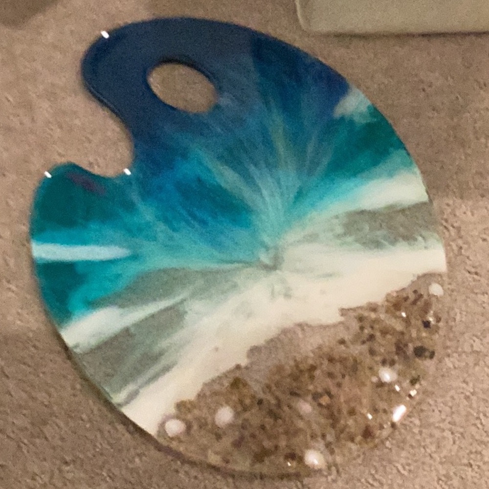 Artistic Resin Palette with Ocean Design